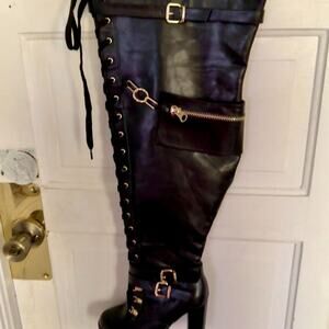 Size 8 wide calf boots thigh high